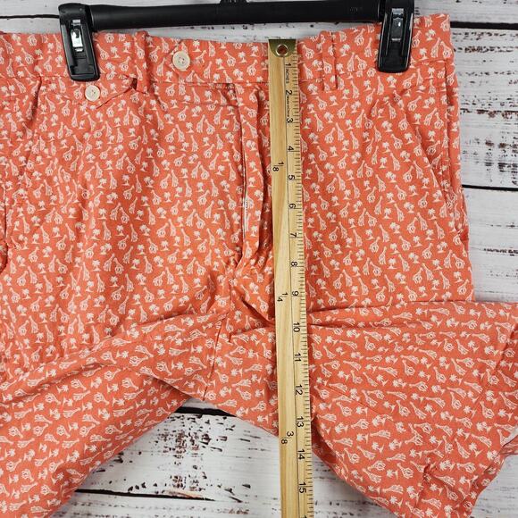 Polo Golf Ralph Lauren Classic Fit Shorts 33 Orange Giraffe Print Cotton Blend - Picture 8 of 9